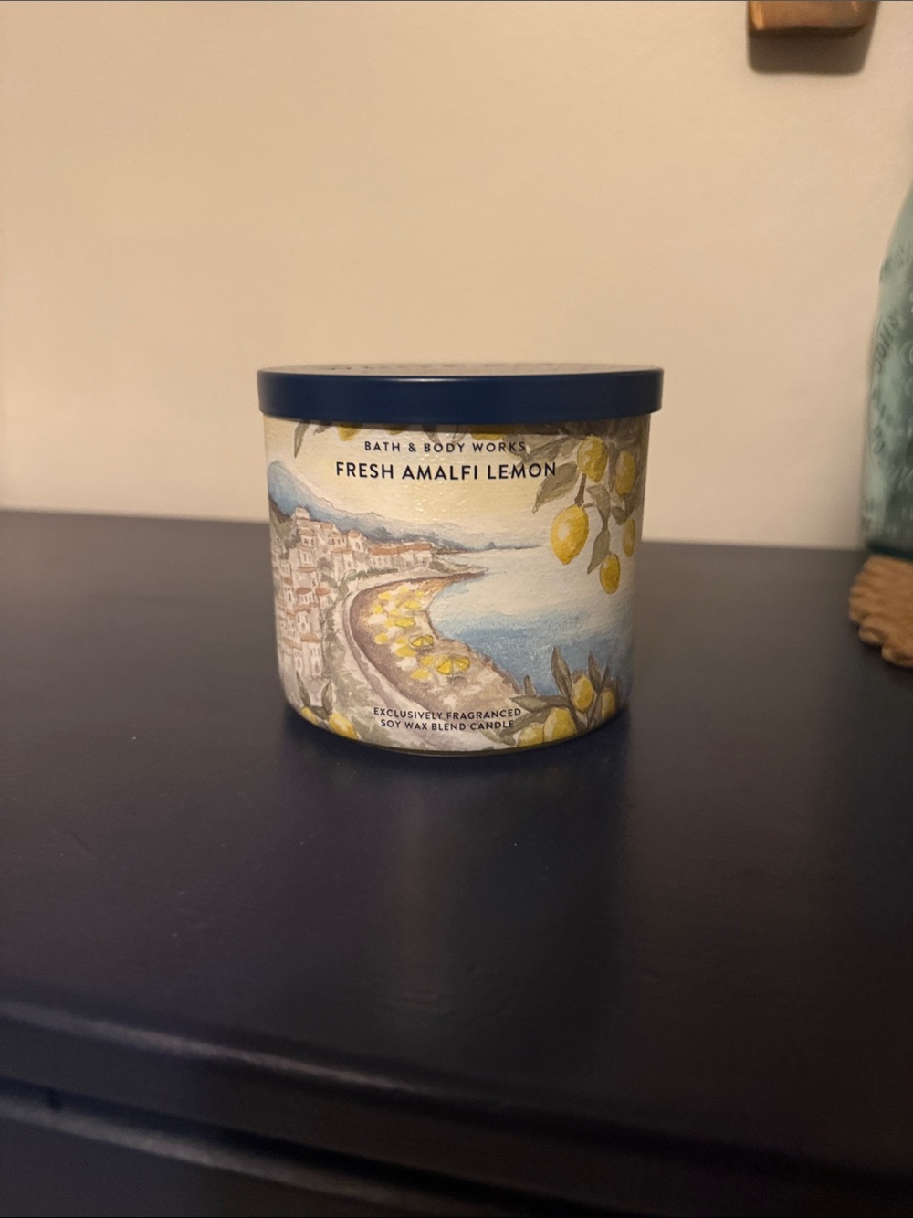 Bath & Body Works Fresh Amalfi Lemon Candle - Navy and Yellow